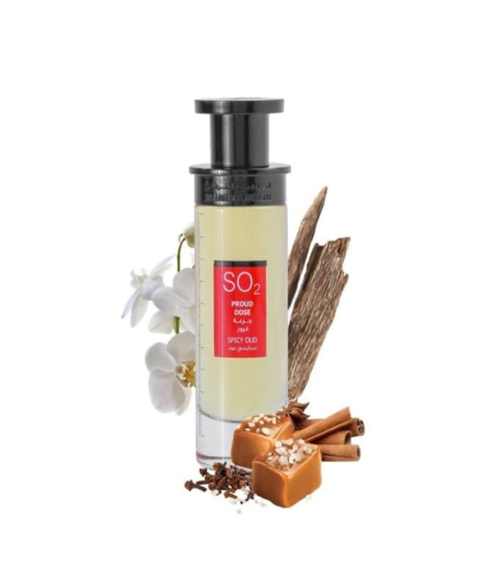 A bottle of perfume with a delightful blend of cinnamon and vanilla, creating a warm and inviting fragrance.