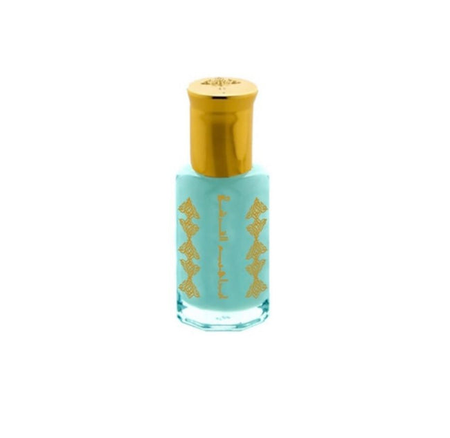 A turquoise nail polish bottle with gold trim, perfect for adding a touch of elegance to your manicure.