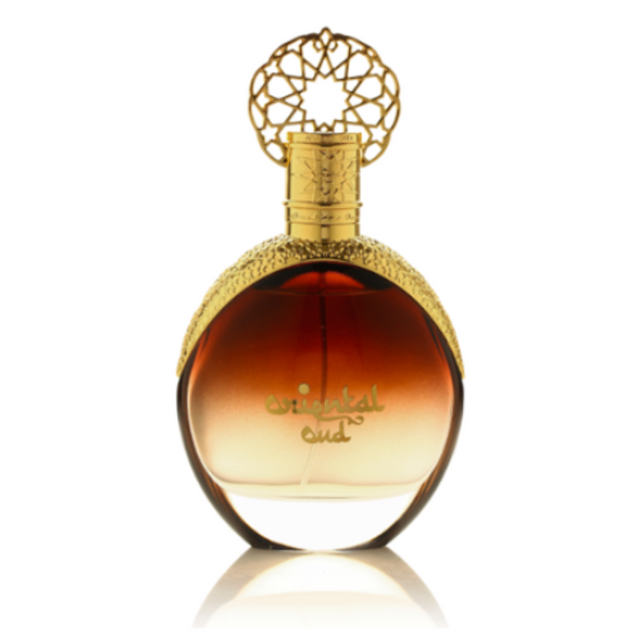  A perfume bottle with gold accents and a golden lid, adding a touch of luxury to your vanity.